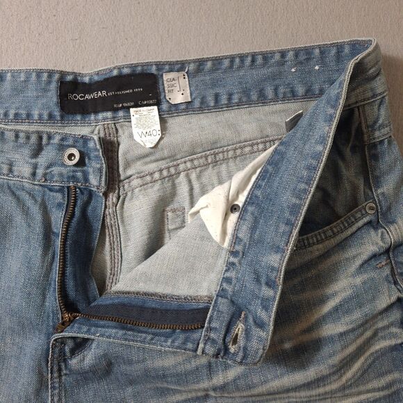 Rocawear Jeans Mens 40x36 Blue Classic Fit Hip Hop Denim Regular Whiskered - Picture 7 of 11